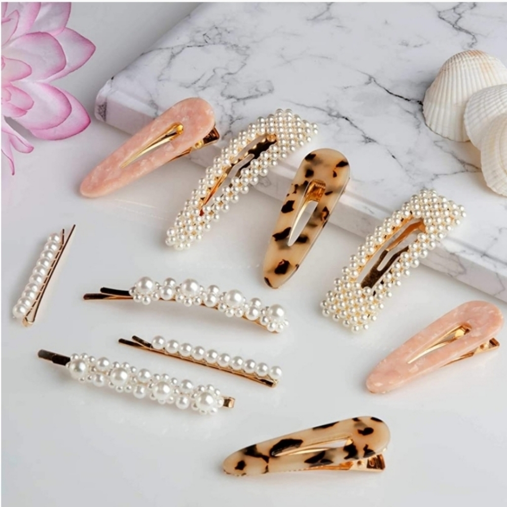 10 pc Pearl and Acrylic Hair Clips